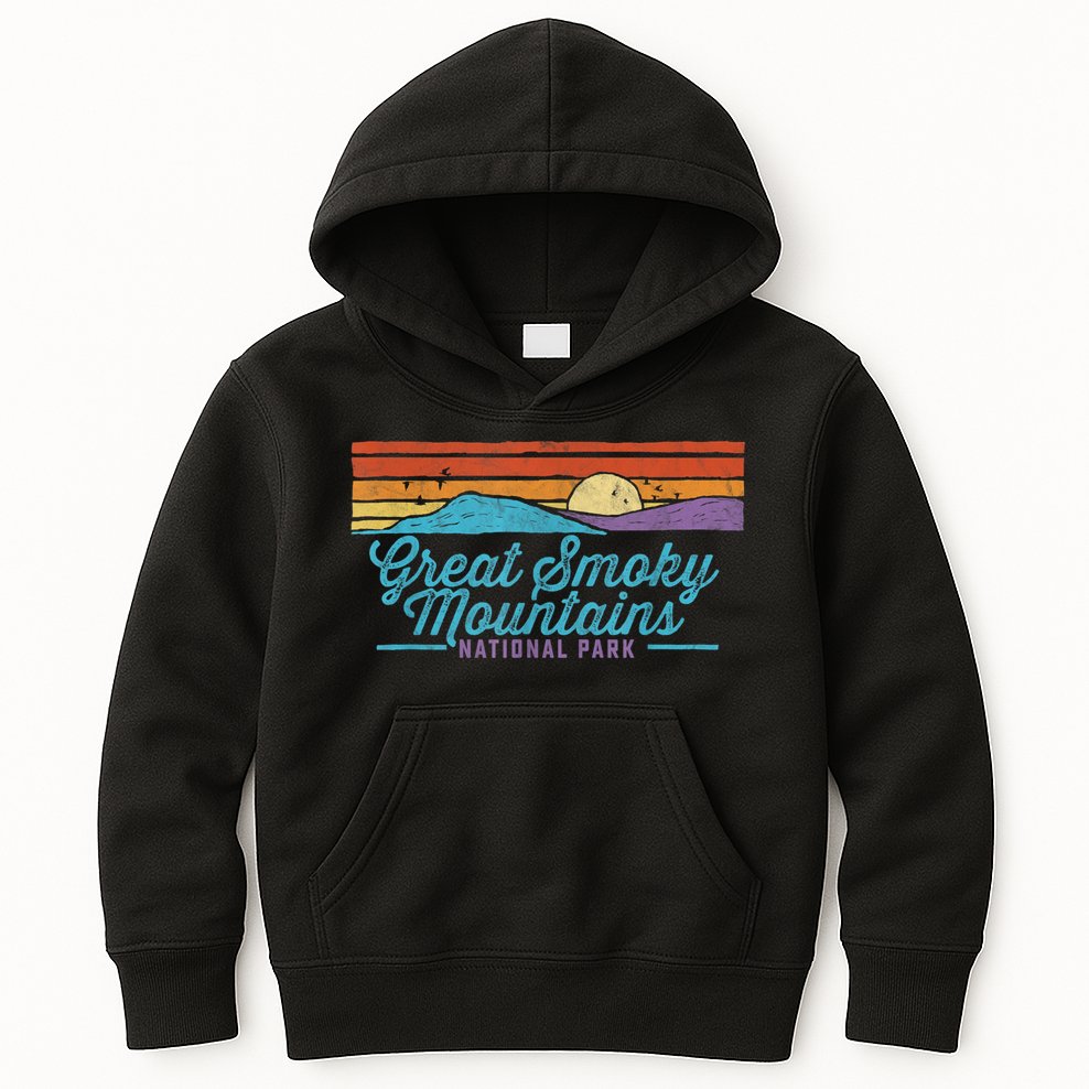 Retro Great Smoky Mountains National Park Kids Hoodie