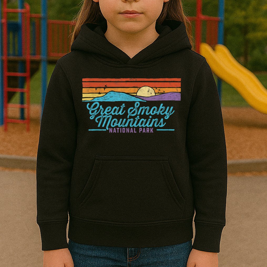 Retro Great Smoky Mountains National Park Kids Hoodie
