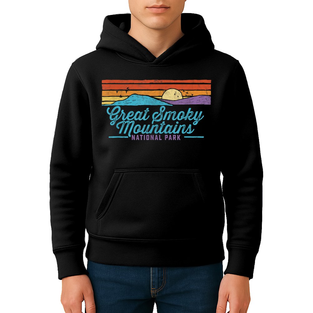 Retro Great Smoky Mountains National Park Kids Hoodie