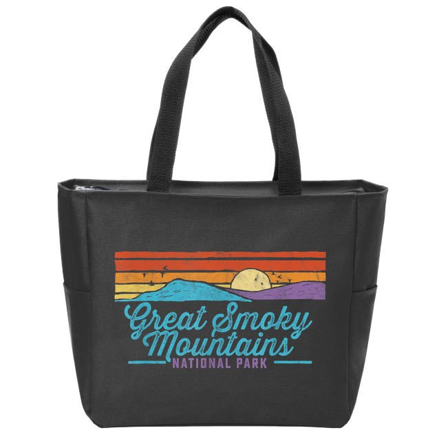 Retro Great Smoky Mountains National Park Zip Tote Bag