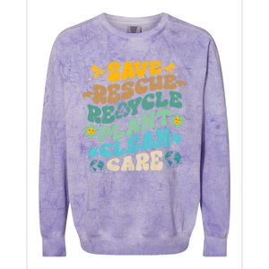 Retro Groovy Save Bees Rescue Animals Recycle Fun Earth Day Colorblast Crewneck Sweatshirt