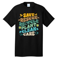 Retro Groovy Save Bees Rescue Animals Recycle Fun Earth Day Tall T-Shirt