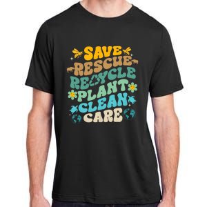 Retro Groovy Save Bees Rescue Animals Recycle Fun Earth Day Adult ChromaSoft Performance T-Shirt