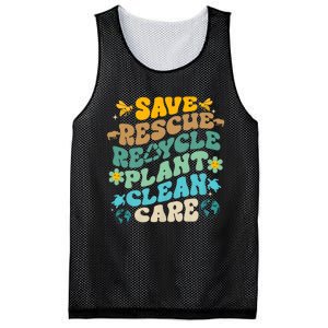 Retro Groovy Save Bees Rescue Animals Recycle Fun Earth Day Mesh Reversible Basketball Jersey Tank