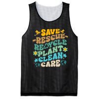 Retro Groovy Save Bees Rescue Animals Recycle Fun Earth Day Mesh Reversible Basketball Jersey Tank