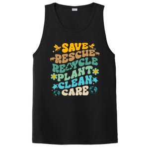 Retro Groovy Save Bees Rescue Animals Recycle Fun Earth Day PosiCharge Competitor Tank