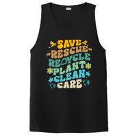 Retro Groovy Save Bees Rescue Animals Recycle Fun Earth Day PosiCharge Competitor Tank