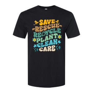 Retro Groovy Save Bees Rescue Animals Recycle Fun Earth Day Softstyle CVC T-Shirt