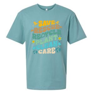 Retro Groovy Save Bees Rescue Animals Recycle Fun Earth Day Sueded Cloud Jersey T-Shirt