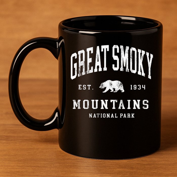 Retro Great Smoky Mountains National Park 11oz C Handle Ceramic Mug