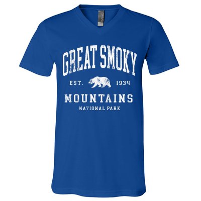 Retro Great Smoky Mountains National Park V-Neck T-Shirt