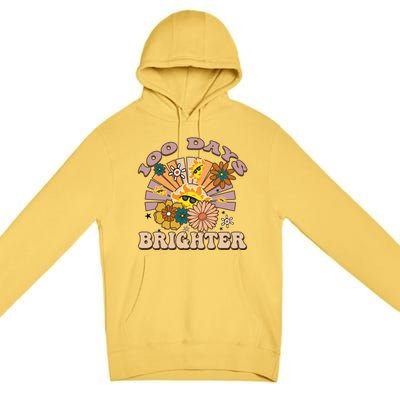 Retro Groovy Sunshine 100 Days Brighter Gift Premium Pullover Hoodie