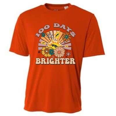 Retro Groovy Sunshine 100 Days Brighter Gift Cooling Performance Crew T-Shirt