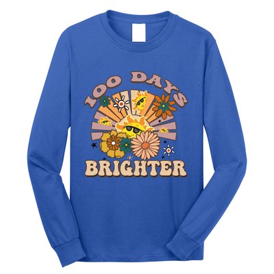 Retro Groovy Sunshine 100 Days Brighter Gift Long Sleeve Shirt