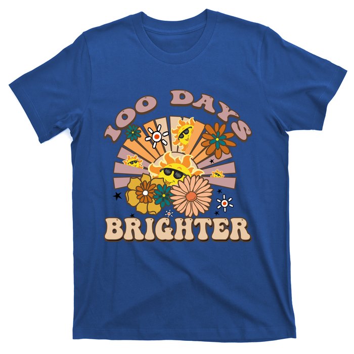 Retro Groovy Sunshine 100 Days Brighter Gift T-Shirt