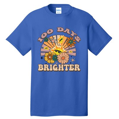 Retro Groovy Sunshine 100 Days Brighter Gift Tall T-Shirt