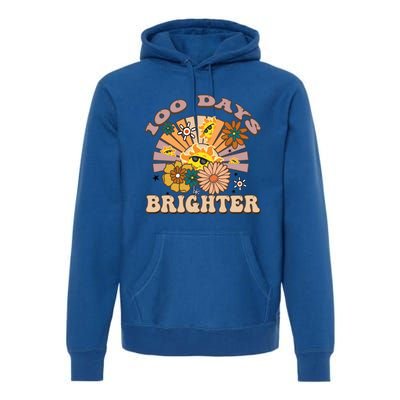 Retro Groovy Sunshine 100 Days Brighter Gift Premium Hoodie