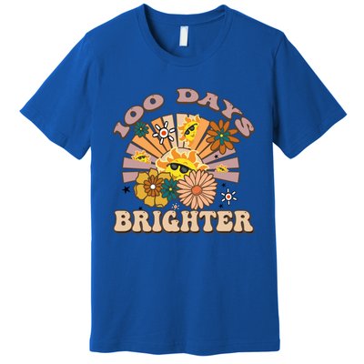 Retro Groovy Sunshine 100 Days Brighter Gift Premium T-Shirt