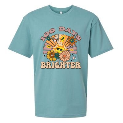 Retro Groovy Sunshine 100 Days Brighter Gift Sueded Cloud Jersey T-Shirt