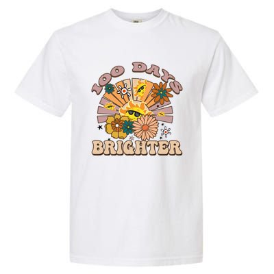 Retro Groovy Sunshine 100 Days Brighter Gift Garment-Dyed Heavyweight T-Shirt