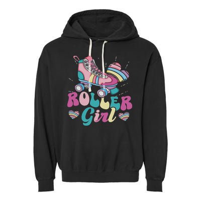 Roller Girl Skater Skating Retro Vintage 70s 80s 90s Skates Garment-Dyed Fleece Hoodie