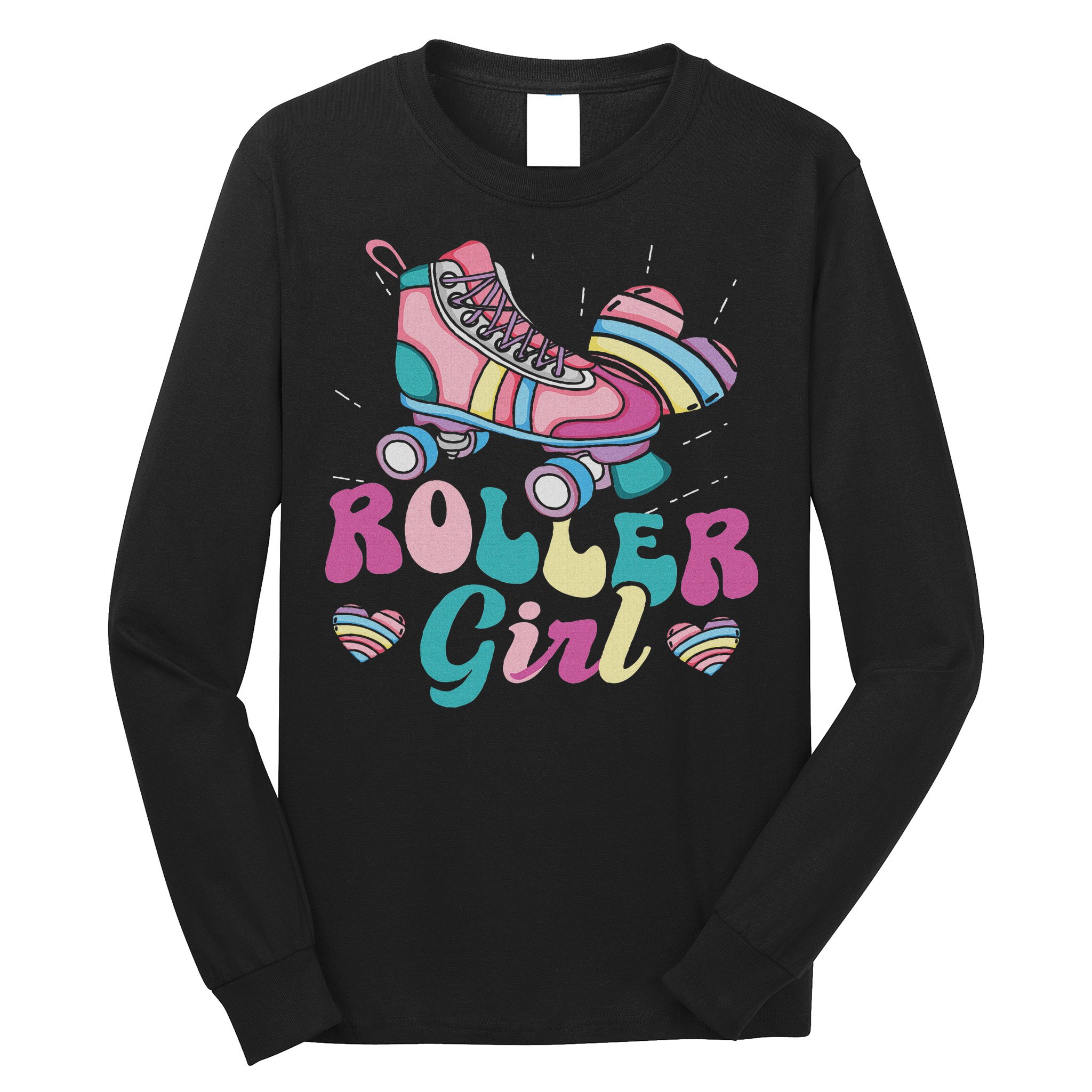 Roller Girl Skater Skating Retro Vintage 70s 80s 90s Skates Long Sleeve Shirt