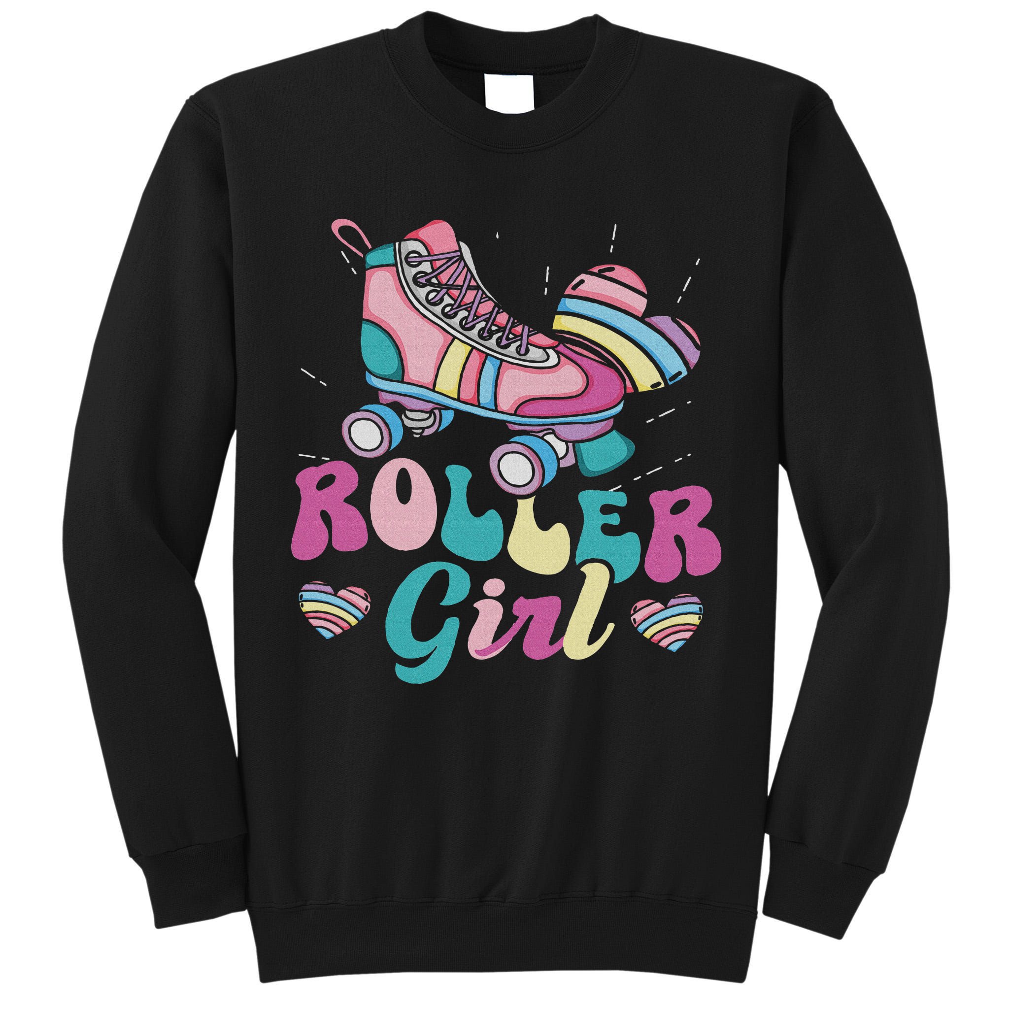 Roller Girl Skater Skating Retro Vintage 70s 80s 90s Skates Tall Sweatshirt