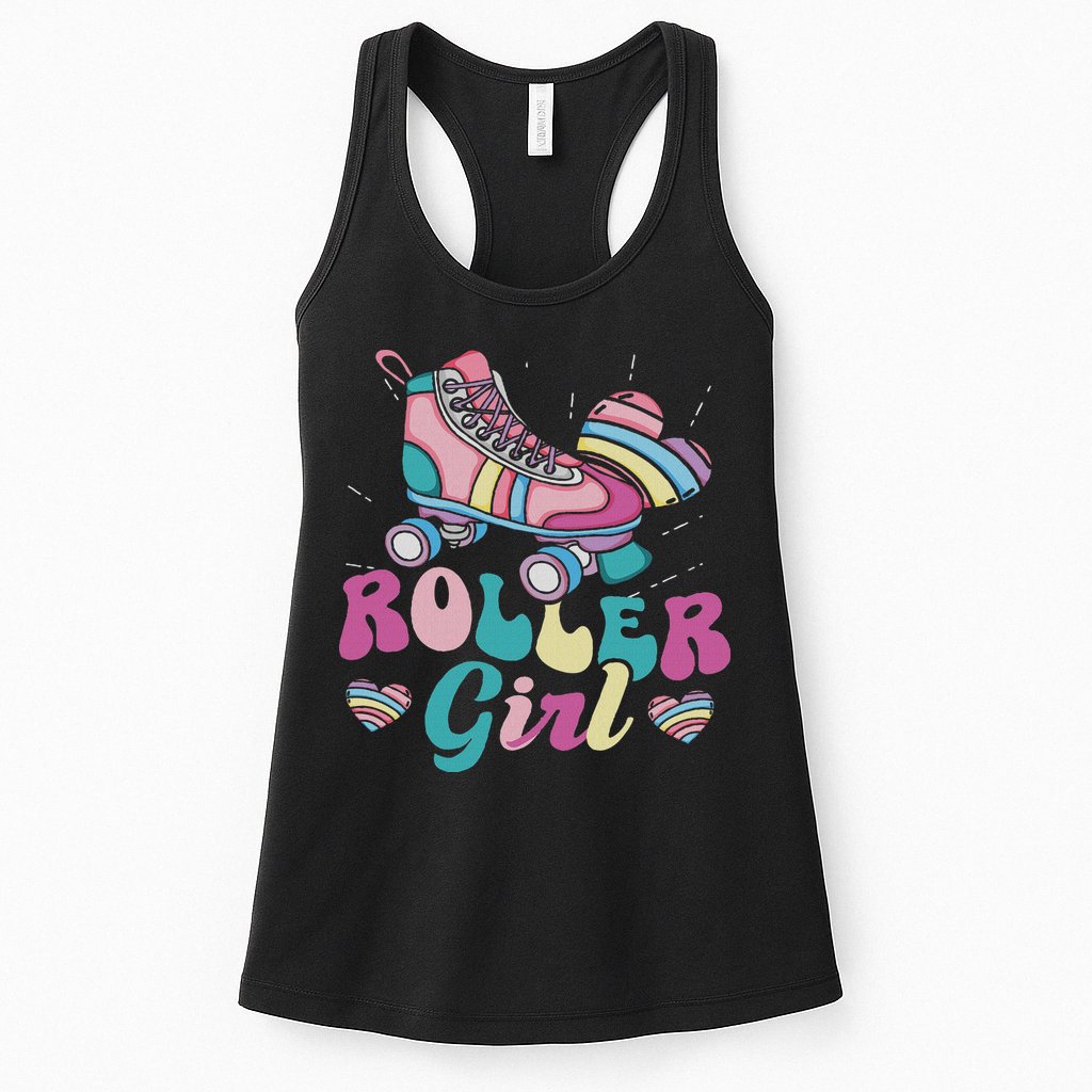 Roller Girl Skater Skating Retro Vintage 70s 80s 90s Skates Womens Tank Top