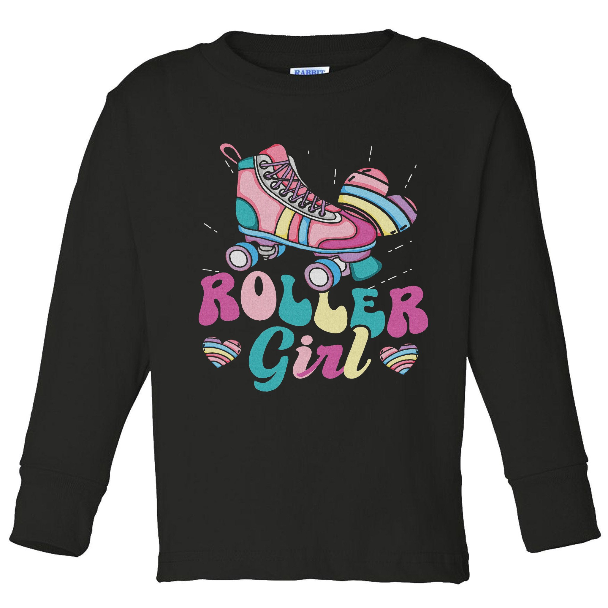 Roller Girl Skater Skating Retro Vintage 70s 80s 90s Skates Toddler Long Sleeve Shirt