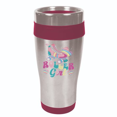 Roller Girl Skater Skating Retro Vintage 70s 80s 90s Skates 16oz Travel Tumbler