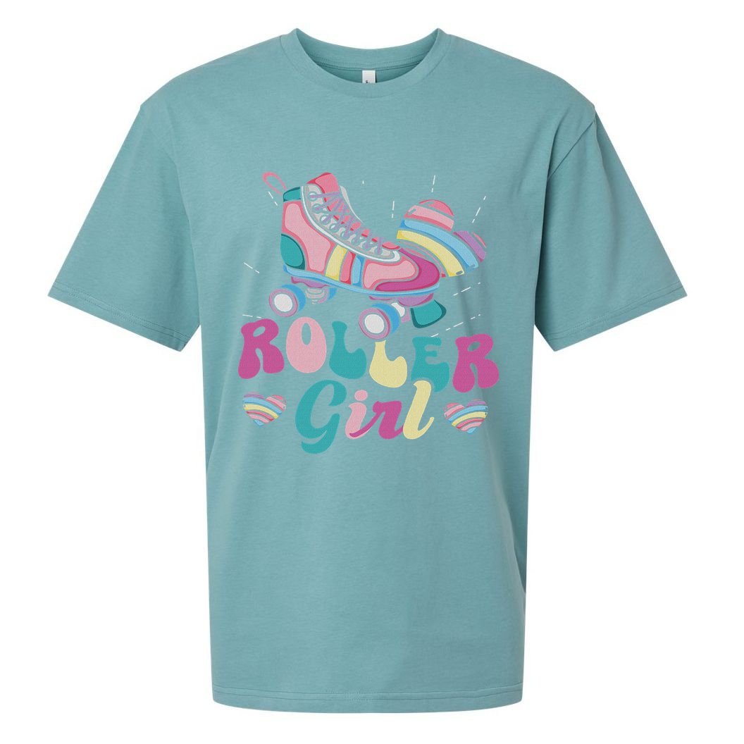 Roller Girl Skater Skating Retro Vintage 70s 80s 90s Skates Sueded Cloud Jersey T-Shirt