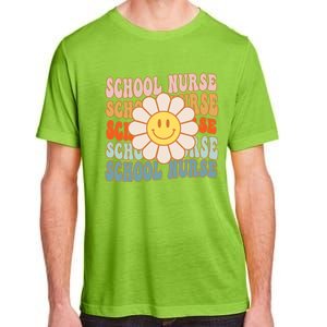 Retro Groovy School Nurse Flower Funny Back To School Gift Adult ChromaSoft Performance T-Shirt