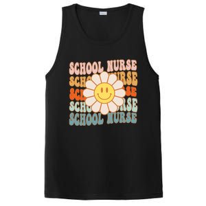 Retro Groovy School Nurse Flower Funny Back To School Gift PosiCharge Competitor Tank