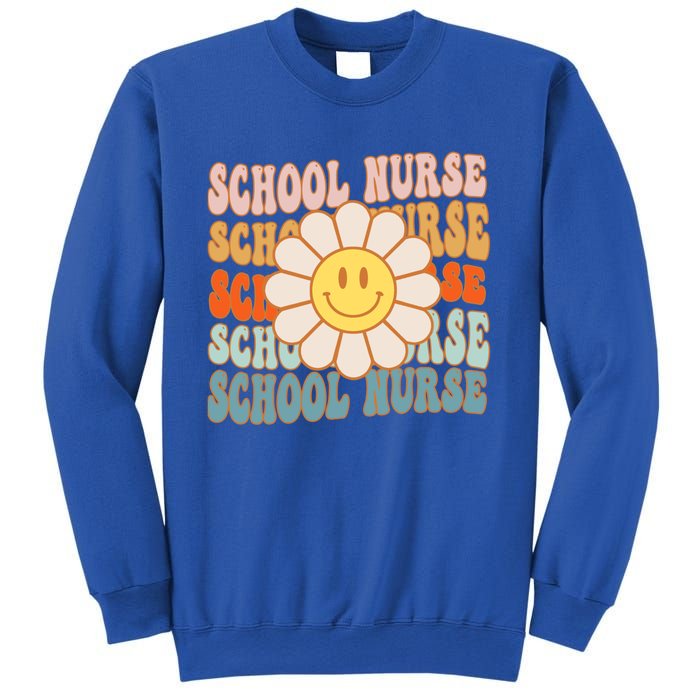 Retro Groovy School Nurse Flower Funny Back To School Gift Sweatshirt