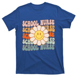 Retro Groovy School Nurse Flower Funny Back To School Gift T-Shirt