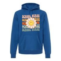 Retro Groovy School Nurse Flower Funny Back To School Gift Premium Hoodie