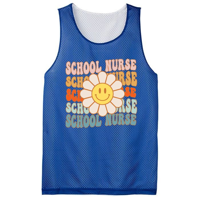 Retro Groovy School Nurse Flower Funny Back To School Gift Mesh Reversible Basketball Jersey Tank