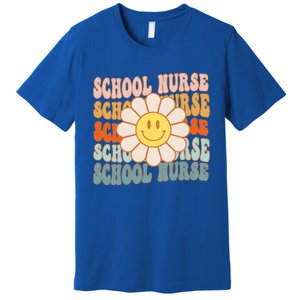 Retro Groovy School Nurse Flower Funny Back To School Gift Premium T-Shirt