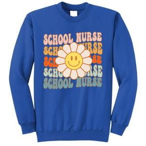 Retro Groovy School Nurse Flower Funny Back To School Gift Tall Sweatshirt