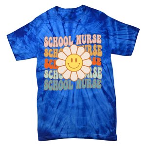 Retro Groovy School Nurse Flower Funny Back To School Gift Tie-Dye T-Shirt