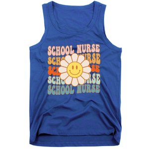 Retro Groovy School Nurse Flower Funny Back To School Gift Tank Top