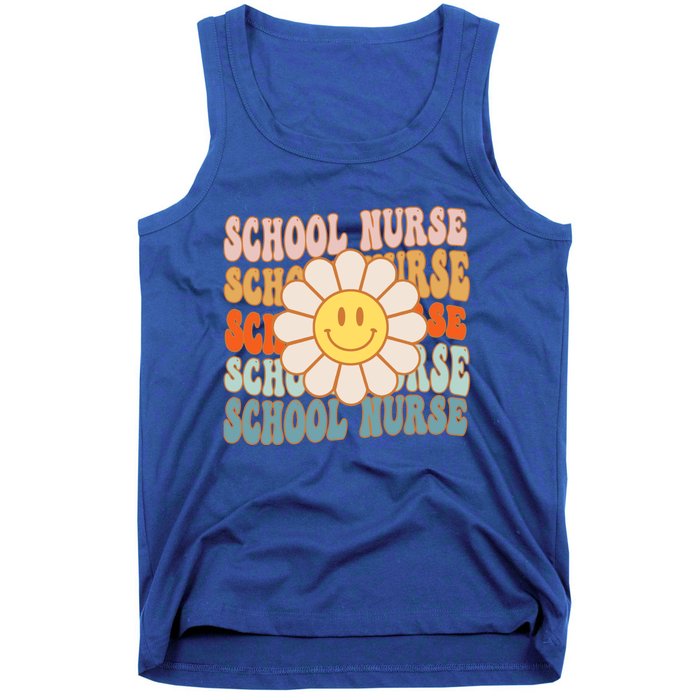 Retro Groovy School Nurse Flower Funny Back To School Gift Tank Top