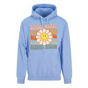 Retro Groovy School Nurse Flower Funny Back To School Gift Unisex Surf Hoodie