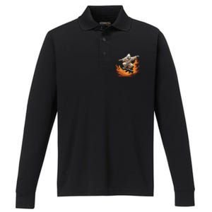 Retro Ghost Skateboard: Spooky Design For Halloween Lovers Cute Gift Performance Long Sleeve Polo