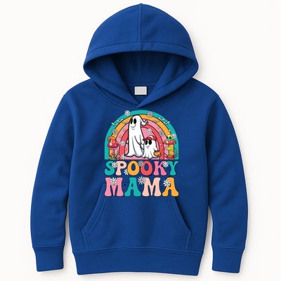 Retro Groovy Spooky Mama Floral Ghost Halloween Season Mommy Cute Gift Kids Hoodie