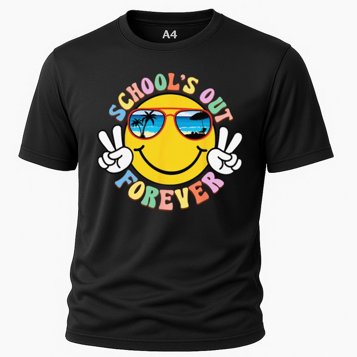Retro Groovy School's Out Forever Retired Teacher Retirement Cooling Performance Crew T-Shirt