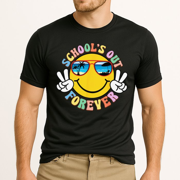 Retro Groovy School's Out Forever Retired Teacher Retirement Cooling Performance Crew T-Shirt