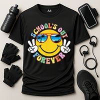 Retro Groovy School's Out Forever Retired Teacher Retirement Cooling Performance Crew T-Shirt