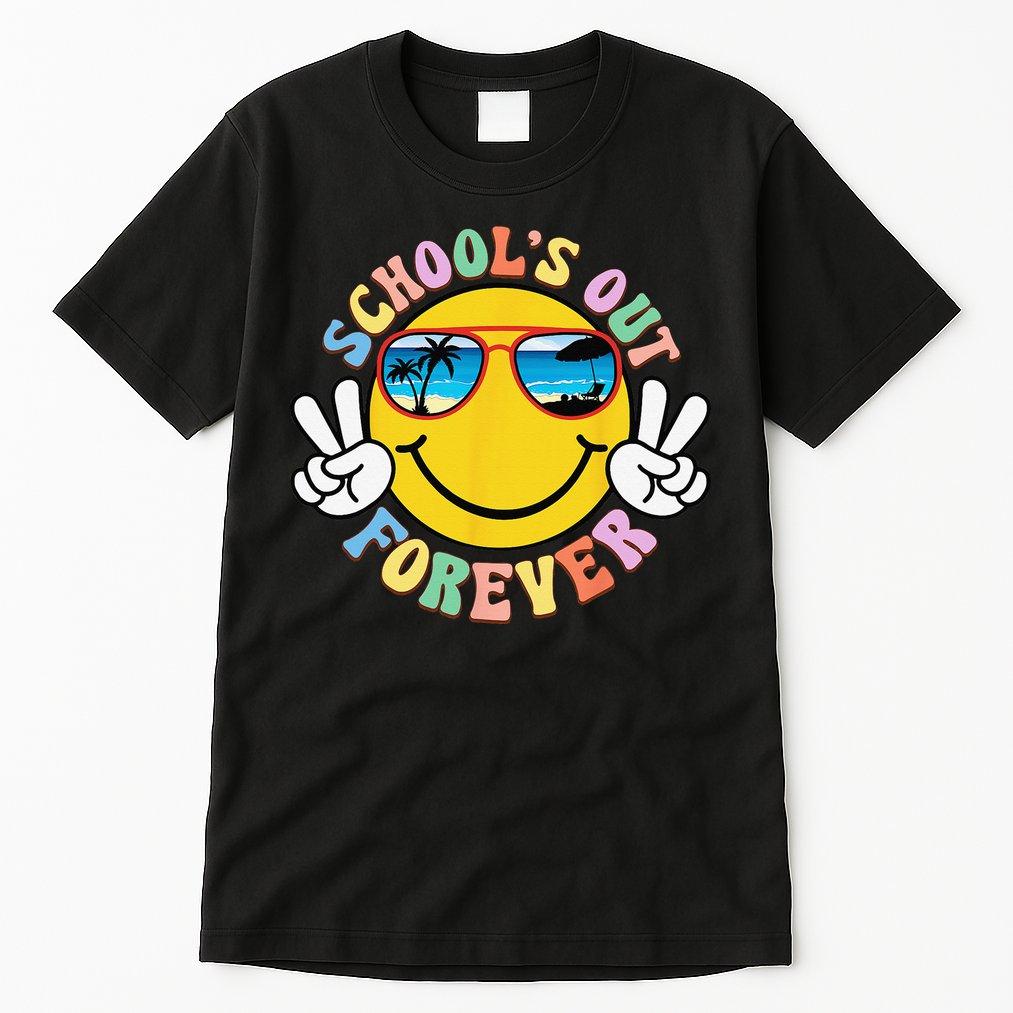 Retro Groovy School's Out Forever Retired Teacher Retirement Tall T-Shirt