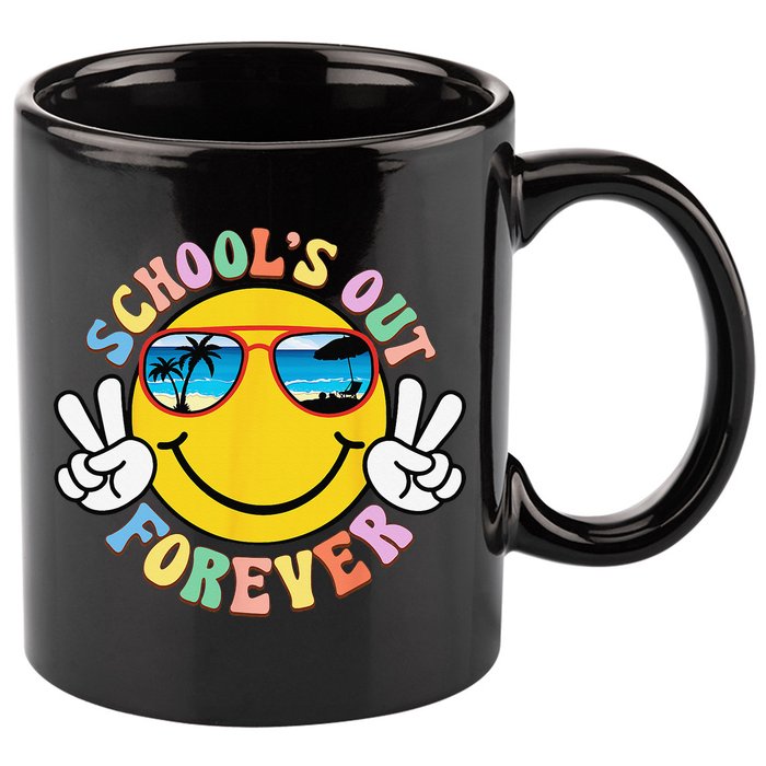 Retro Groovy School's Out Forever Retired Teacher Retirement 11oz C Handle Ceramic Mug